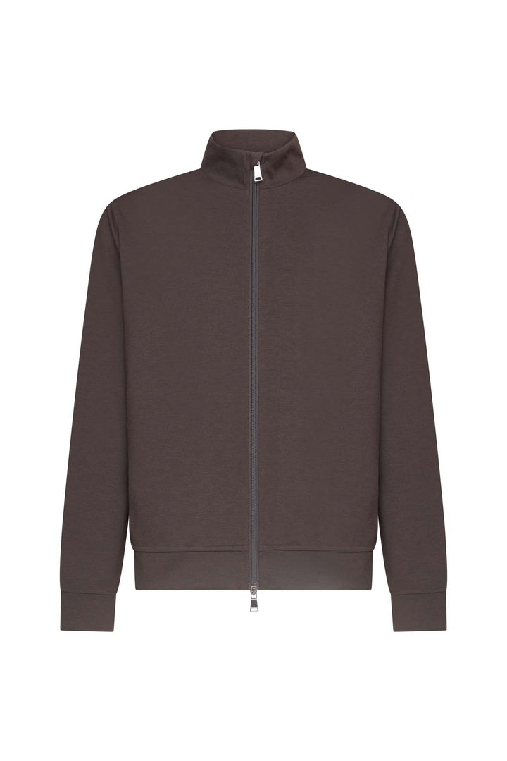 Felpa zip tecnica coordinata|Colore:Moro