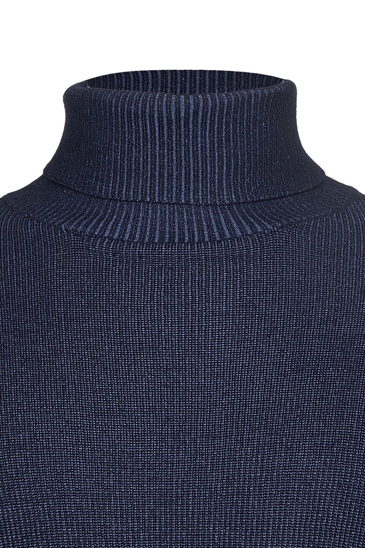 Dolcevita con trama a contrasto|Colore:Denim
