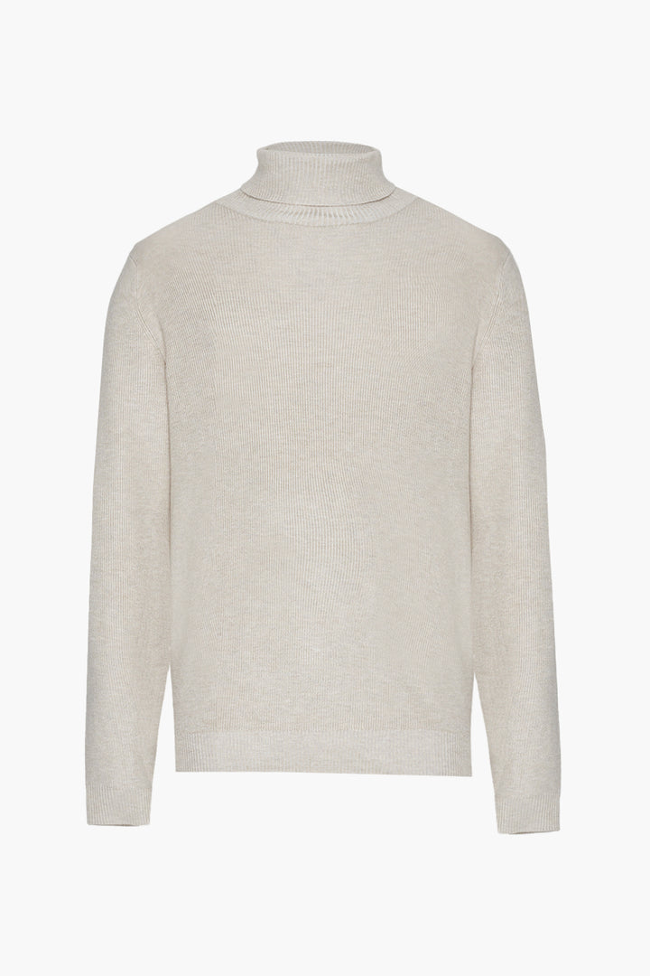 Dolcevita con trama a contrasto|Colore:Off white