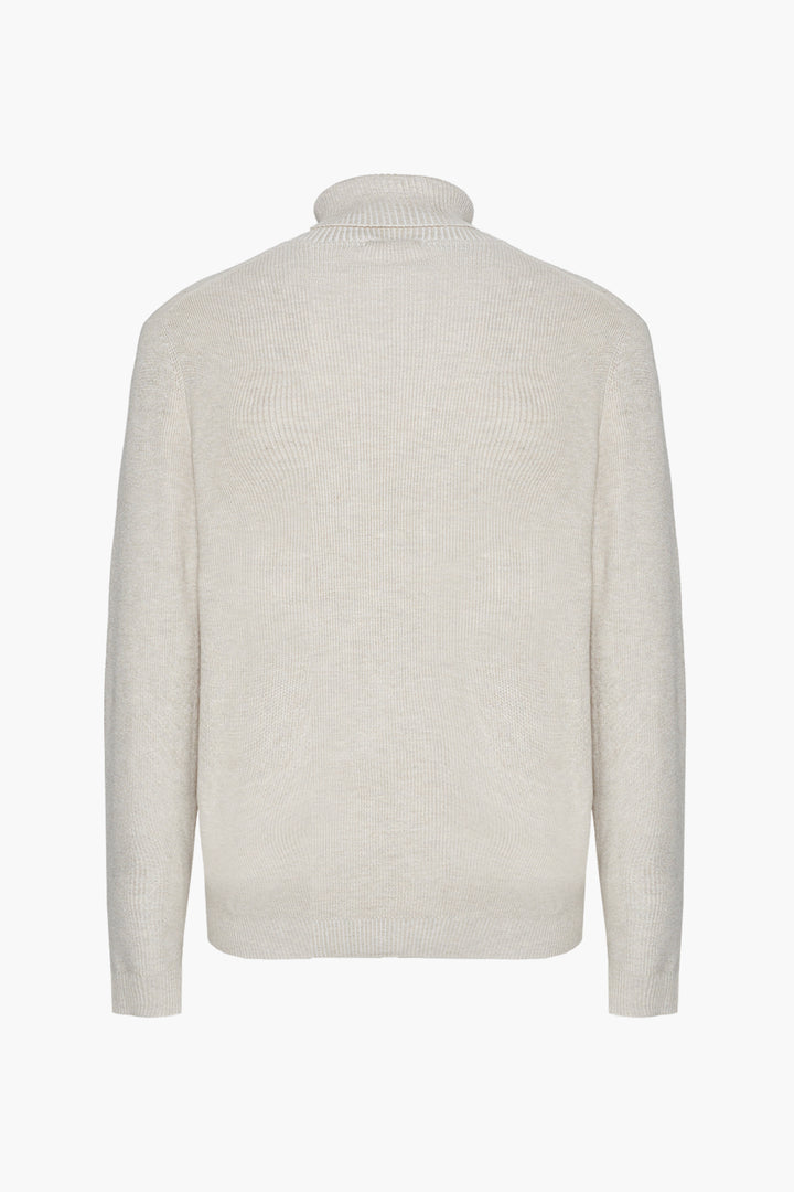 Dolcevita con trama a contrasto|Colore:Off white