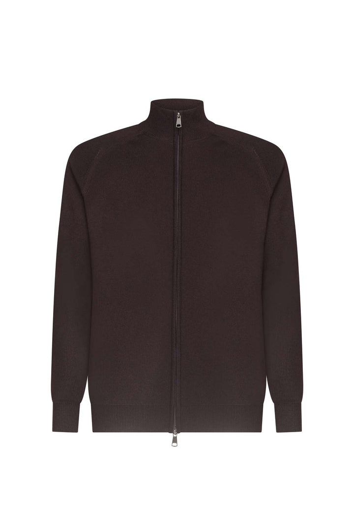 Cardigan con zip misto lana|Colore:Moro