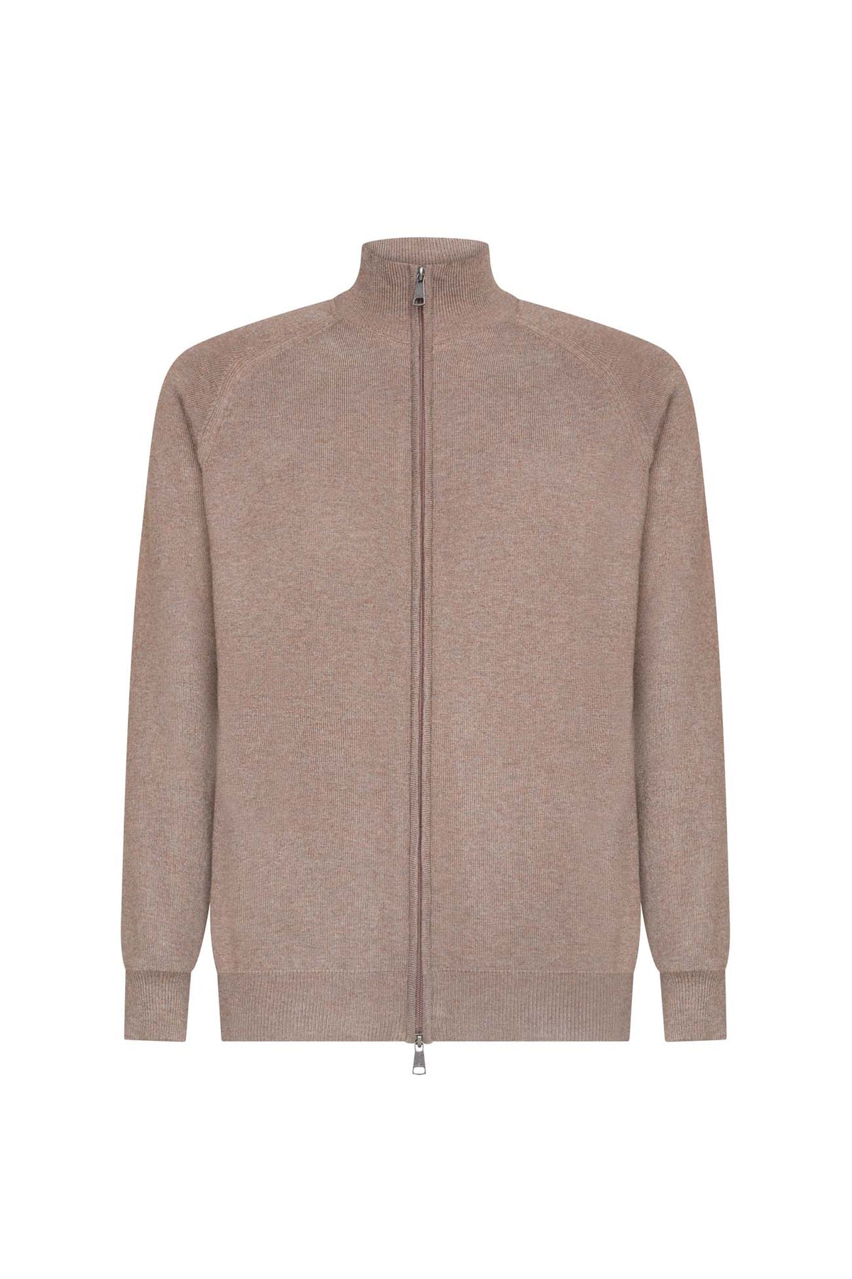 Cardigan con zip misto lana|Colore:Fango