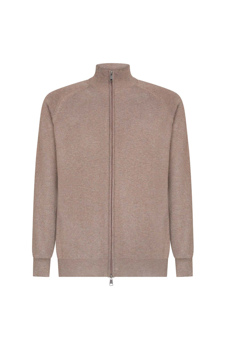 Cardigan con zip misto lana|Colore:Fango
