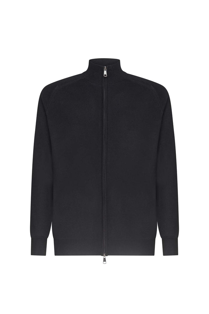 Cardigan con zip misto lana|Colore:Nero