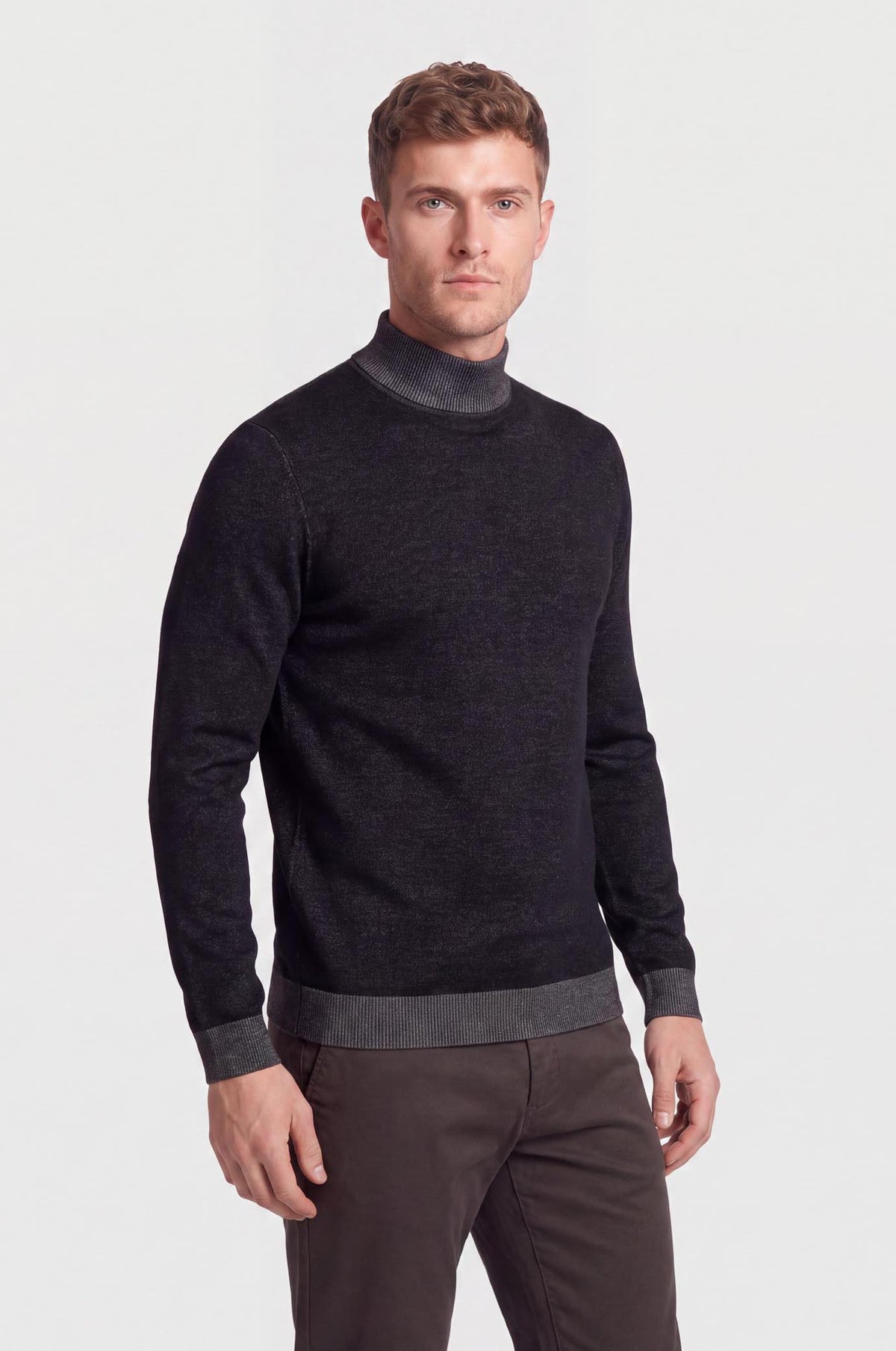 Pullover lupetto con trama vanisè|Colore:Blu/navy