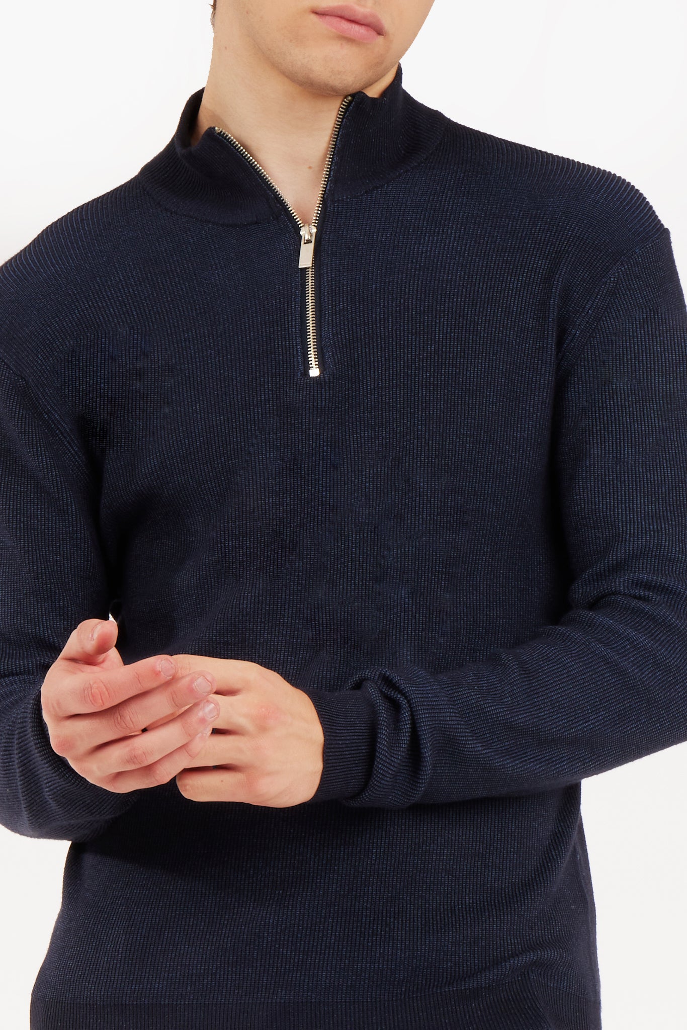 Pullover lupetto mezza zip