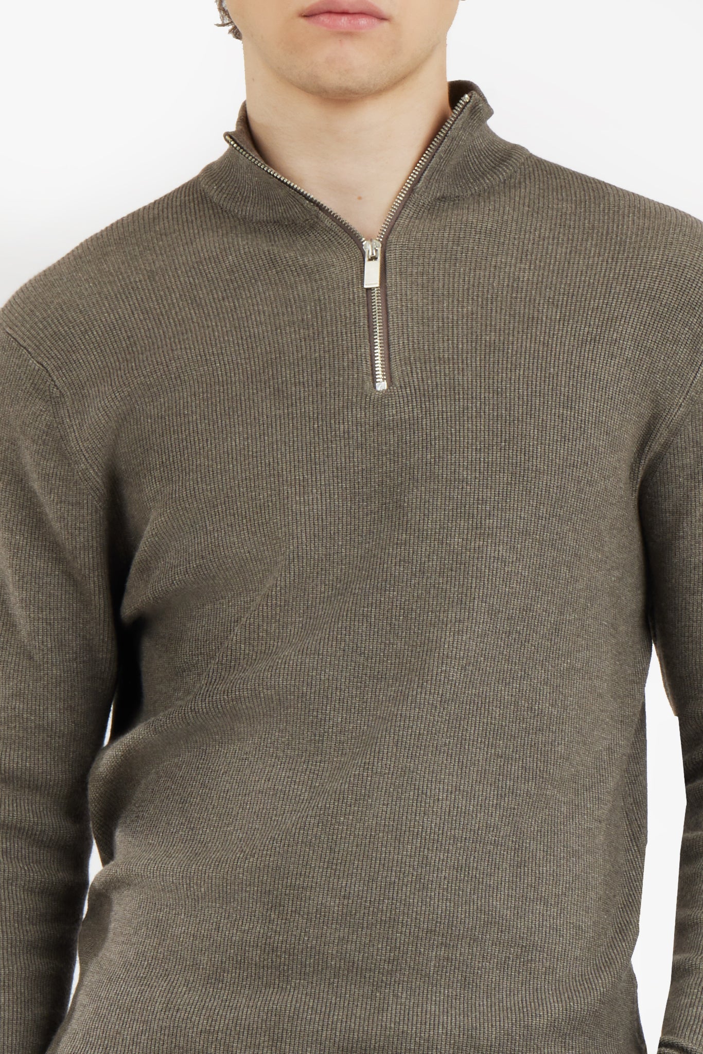 Pullover lupetto mezza zip