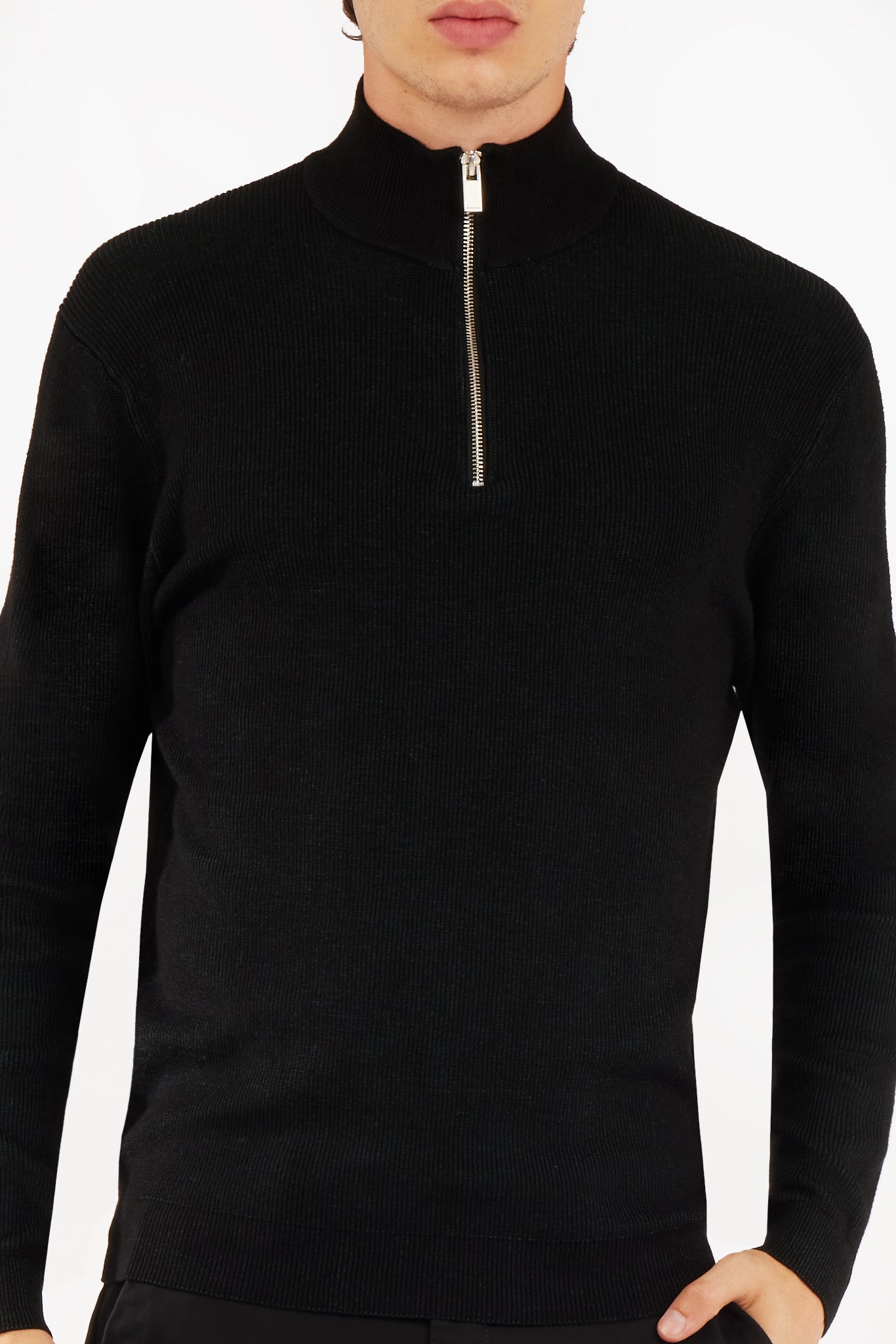 Pullover lupetto mezza zip